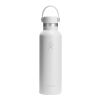 Hydro Flask Standard Mouth 621 ml isolierte Edelstahl Trinkflasche mit Strohhalmverschluss weiß