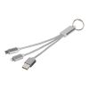 3-in-1 Metall-Ladekabel mit Schlüsselanhänger Standard | silber | ohne Werbeanbringung | Nicht verfügbar | Nicht verfügbar