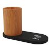 SCX.design W17 kabelloses 10W Ladepad mit Bambus-Stifthalter und Leuchtlogo holz-schwarz | ohne Werbeanbringung | Nicht verfügbar | Nicht verfügbar