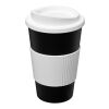 Americano® 350 ml Isolierbecher mit Schutzring und Schraubverschluss schwarz-weiss | ohne Werbeanbringung | Nicht verfügbar | Nicht verfügbar