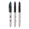 BIC® 4 Colours Glacé Kugelschreiber Schwarz-Silber | 1-farbiger Siebdruck | Schaft-rechts vom Clip | 30.00 mm x 43.00 mm