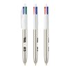 BIC® 4 Colours Shine Kugelschreiber Weiß-silber | 1-farbiger Siebdruck | Upper Part-gegenüber vom Clip | 22.00 mm x 10.00 mm