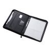 PASZO. A4 Schreibmappe aus PU und Mikrofaser mit linierten Schreibblock Schwarz | ohne Werbeanbringung | Liniert | A4