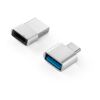 MINSKY. Set aus 2 Aluminium USB-A / USB-C Adaptern Satinsilber | ohne Werbeanbringung | Nicht verfügbar | Nicht verfügbar | Nicht verfügbar
