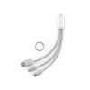 Lavoisier 3-in-1 Ladekabel aus recy. PVC, 10 W, mit Schlüsselring Weiß