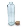 InSideOut Recycelte Glaswasserflasche ReuuZ mit Holzverschluss 650 ml Transparent | Gravur | Kappe | Ø 45 mm