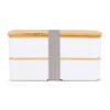Lunchbox Bento R-PP & Bambus Weiss | 1-farbiger Tampondruck | Oberseite links | 65 mm x 65 mm | Nicht verfügbar