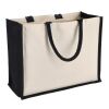 Jute-Baumwolle Tragetasche OEKO-TEX® 42,5 x 19 x 32cm 320g/m² Schwarz | 1-farbiger Siebdruck | Seite 1 | 350 mm x 210 mm