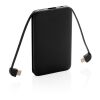 5.000 mAh Powerbank mit integriertem Kabel schwarz