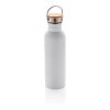 Moderne Stainless-Steel Flasche mit Bambusdeckel weiß | ohne Werbeanbringung | Nicht verfügbar | Nicht verfügbar