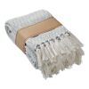 Decke recycelter Polycotton weiß/grau
