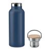 Doppelwandige Trinkflasche mit Bambus Deckel marineblau | ohne Werbeanbringung | Nicht verfügbar | Nicht verfügbar | Nicht verfügbar