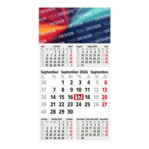 5-Monatskalender Budget 5 Bestseller (Einblatt) Hellgrau-rot | ohne Werbeanbringung