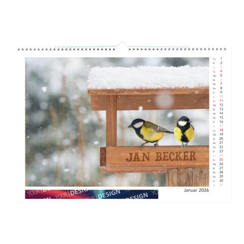 Bildkalender MagicPix Panorama Bestseller (personalisiert) Hellgrau-rot | A3-Plus | ohne Werbeanbringung