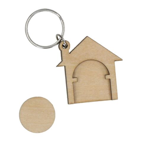 Holzchip-Schlüsselanhänger &quot;House&quot; natur | ohne Werbeanbringung | Nicht verfügbar | Nicht verfügbar