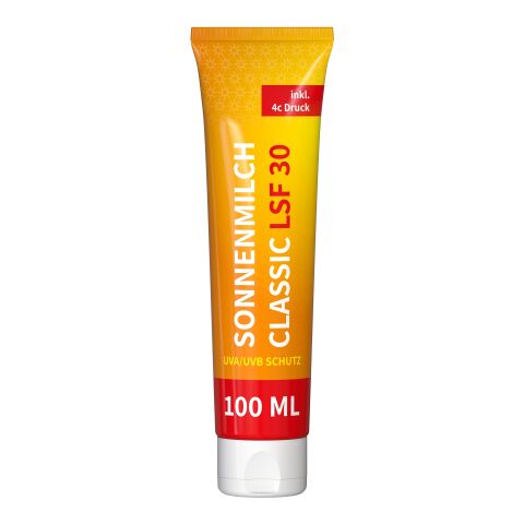 100 ml Tube - Sonnenmilch LSF 30 - FullbodyPrint Weiß | ohne Werbeanbringung