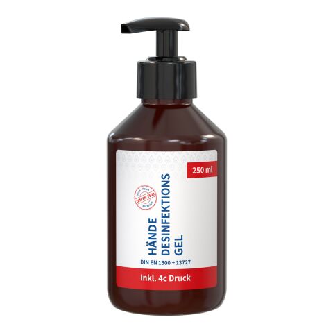 250 ml Spender - Hände-Desinfektionsgel (DIN EN 1500) - Body Label Braun | ohne Werbeanbringung