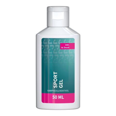 50 ml Flasche - Sportgel - Body Label Weiß | ohne Werbeanbringung