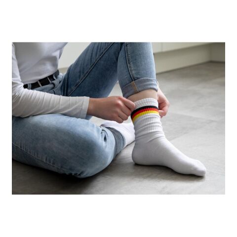 Socken "Germany", 38-41 weiß | Sublimation | mittig unter Bund | 40 mm x 30 mm