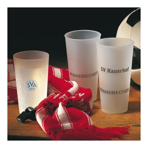 Trinkbecher &quot;Mehrweg&quot; 0,5 l transparent milchig | ohne Werbeanbringung | Nicht verfügbar | Nicht verfügbar