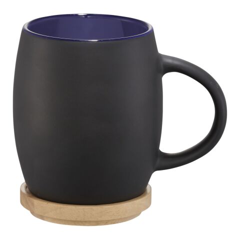 Hearth Keramiktasse mit Holz Deckel &amp; Untersetzer Standard | schwarz-blau | ohne Werbeanbringung | Nicht verfügbar | Nicht verfügbar