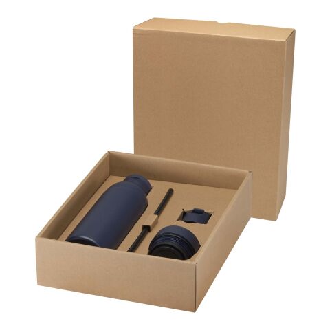 Illuminate 650 ml RCS-zertifizierte doppelwandige Trinkflasche aus recyceltem Edelstahl mit 3-teiligem Deckelset Standard | tiefes blau | ohne Werbeanbringung | Nicht verfügbar | Nicht verfügbar