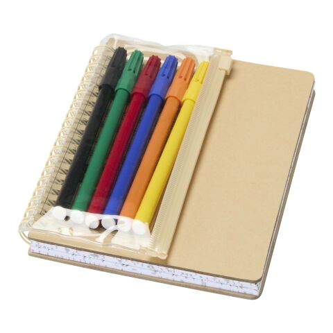 Squiggle B6 Hardcover Notizbuch mit Marker-Set natur