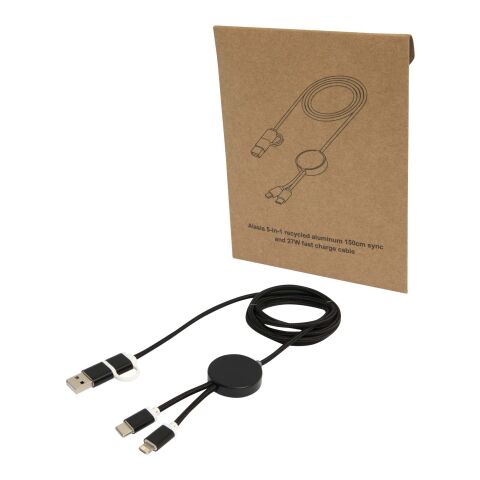 Alasia 150 cm 5-in-1 Kabel aus recyceltem Kunststoff für Datenübertragung und 27W Schnellladung Standard | schwarz | ohne Werbeanbringung | Nicht verfügbar | Nicht verfügbar