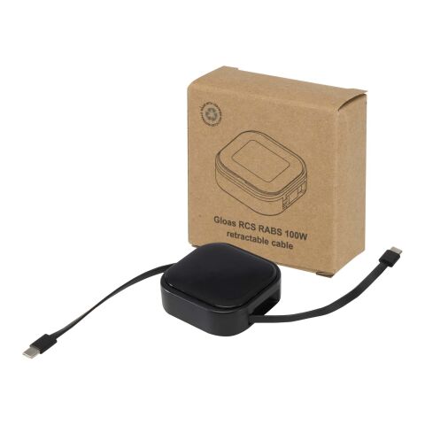 Gloas Aufrollbares 5 in 1 Kabel aus Recyclingmaterial mit Datensynchronisierung und 100 W Schnellladefunktion sowie Smartphone Toolkit Standard | schwarz | ohne Werbeanbringung | Nicht verfügbar | Nicht verfügbar