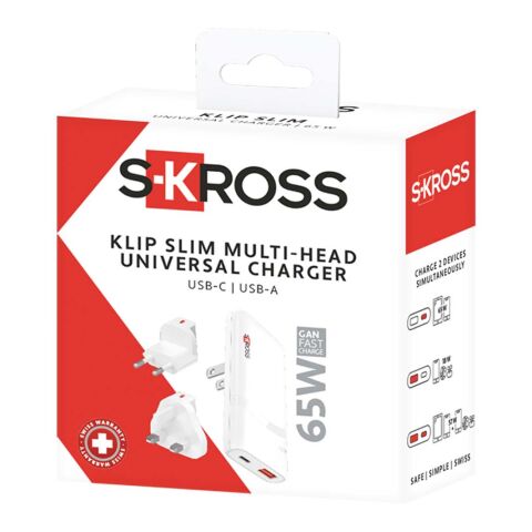 SKROSS® Klip Slim 65W Mehrfach-Ladegerät weiss