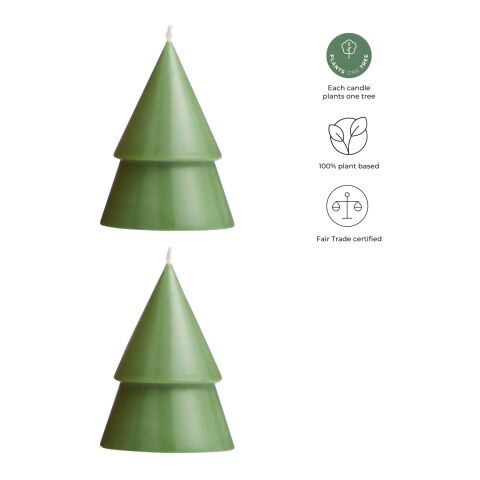 Originalhome Weihnachtsbaum Kerze M, 2er Set heather grün | ohne Werbeanbringung