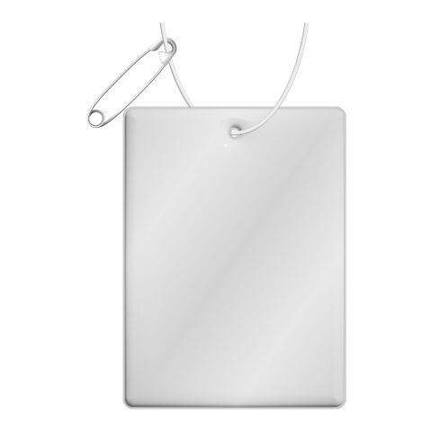 RFX™ rechteckiger reflektierender PVC-Aufhänger groß weiss | Not applicable | 1-farbiger Siebdruck | Vorderseite | 64 mm x 45 mm