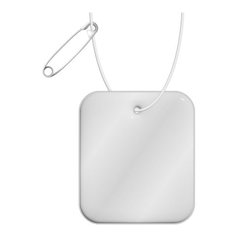 RFX™ rechteckiger reflektierender XXL-PVC-Aufhänger weiß | 1-farbiger Siebdruck | Vorderseite | 37 mm x 44 mm