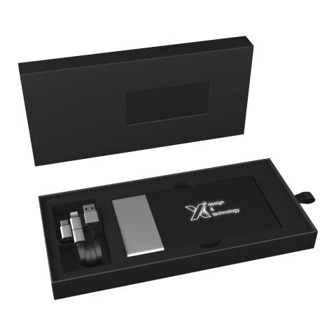 SCX.design P20 5000 mAh Powerbank mit Leuchtlogo silber-weiss | ohne Werbeanbringung | Nicht verfügbar | Nicht verfügbar