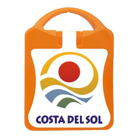 mykit, first aid, kit orange | 1-farbiger Digitaler Aufkleber | Vorderseite | 90 mm x 127 mm