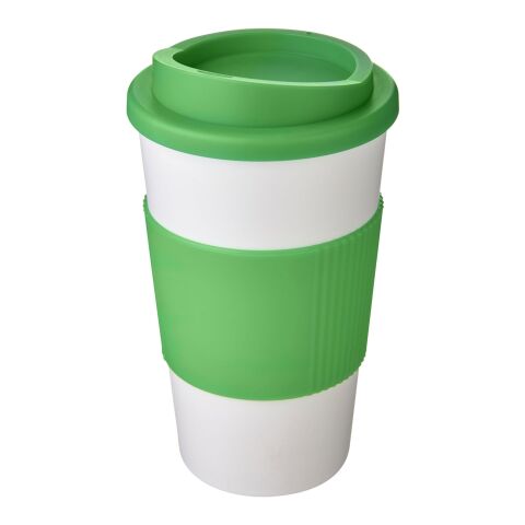 Americano® 350 ml Isolierbecher mit Schutzring und Schraubverschluss weiss-grün | ohne Werbeanbringung | Nicht verfügbar | Nicht verfügbar