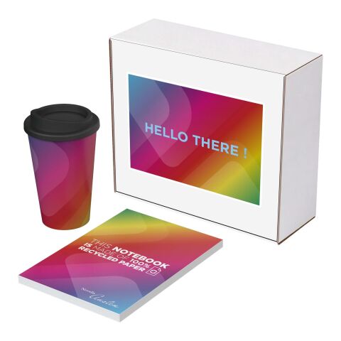 Kendal Set aus recyceltem Material Novella Austen Notizbuch und Americano Becher weiss