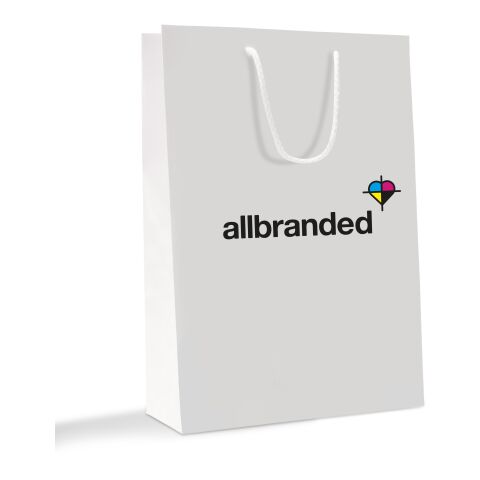 Papiertragetasche 24 x 34 cm mit farbigen Kordeln 4C Offsetdruck | matt | 01 - weiß