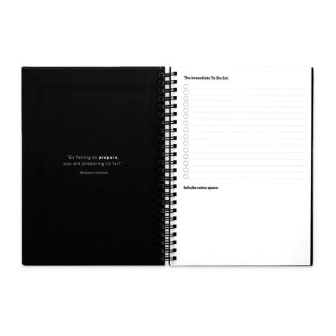 STARTER KIT INFINITE PLANNER A5. Set bestehend aus einem "Infinity Tagebuch", Reinigungsset, Marker und Markerhalter schwarz | ohne Werbeanbringung | Nicht verfügbar | Nicht verfügbar | Nicht verfügbar