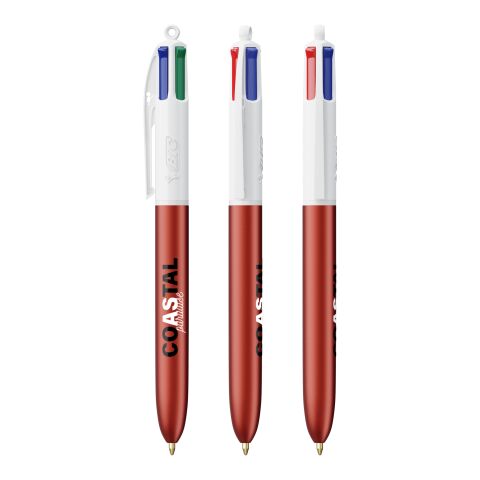 BIC® 4 Colours Glacé Kugelschreiber Weiß-Rot | 1-farbiger Siebdruck | Schaft-rechts vom Clip | 30.00 mm x 43.00 mm