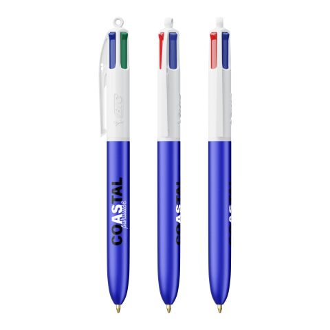 BIC® 4 Colours Glacé Kugelschreiber Weiß-mittelblau | 1-farbiger Siebdruck | Upper Part-gegenüber vom Clip | 22.00 mm x 10.00 mm