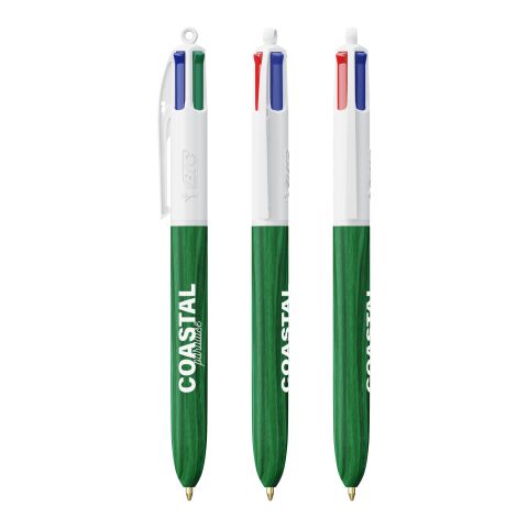 BIC® 4 Colours Wood Style Weiß-grün | 1-farbiger Siebdruck | Upper Part-gegenüber vom Clip | 22.00 mm x 10.00 mm