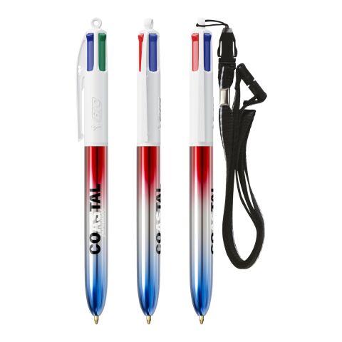 BIC® 4 Colours® Flags Collection mit Lanyard Rot   Silber   Blau(3)-Rot   Silber   Grün(2)-Rot