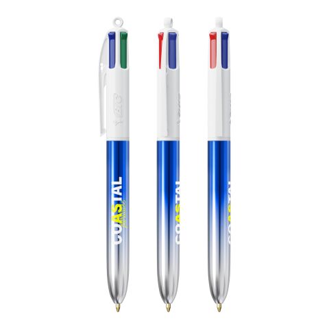 BIC® 4 Colours® Bicolor blau/ silber | 1-farbiger Siebdruck | Schaft-Clipverlängerung | 30.00 mm x 43.00 mm