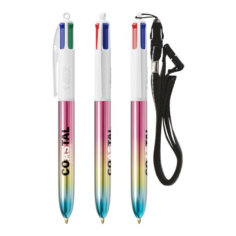 BIC® 4 Colours® Gradient + lanyard pink-gelb-türkis