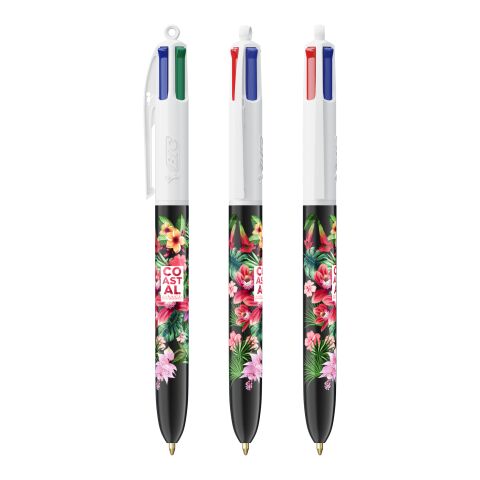 BIC® 4 Colours Kugelschreiber BritePix Digital weiss-schwarz | 1-farbiger Siebdruck | Schaft-Clipverlängerung | 30.00 mm x 43.00 mm