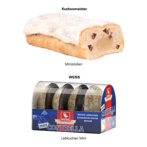 3D Präsent Schiff Weihnachten 4c Euroskala | 4 WEISS Lebkuchen Mini