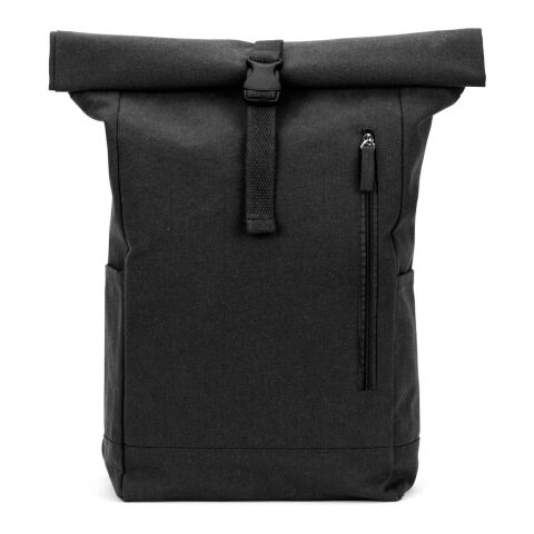 SAINT. Roll-Top-Rucksack aus recyceltem Baumwolle und recyceltem Polyester (380 g/m²) schwarz