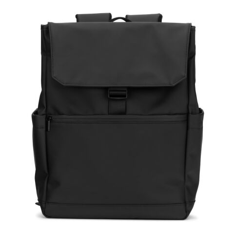 AZORES BAG. Laptop-Rucksack (16") aus PU, mit Klappe, die alle Fächer abdeckt schwarz