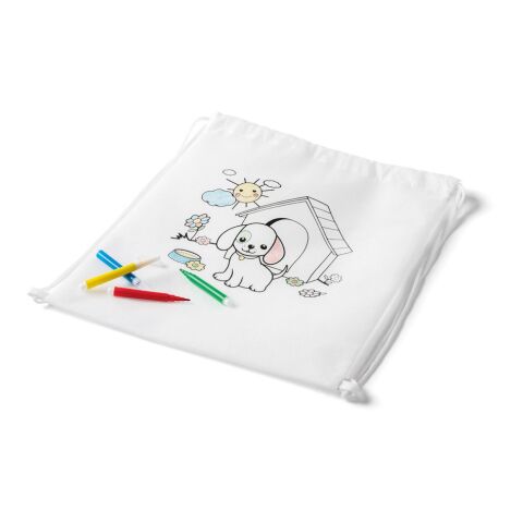 DRAWS. Kinder-Kordelbeutel zum Ausmalen (80 g/m²) weiss | ohne Werbeanbringung | Nicht verfügbar | Nicht verfügbar | Nicht verfügbar